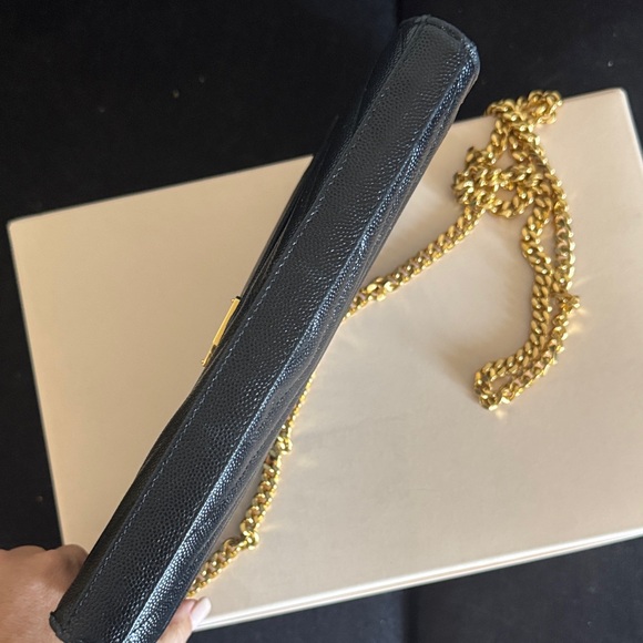 Yves Saint Laurent Black Clutch with Gold Chain - Picture 5 of 11